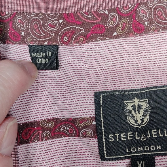 Steel & Jelly men's paisley long sleeved button down shirt size XL - Picture 3 of 13